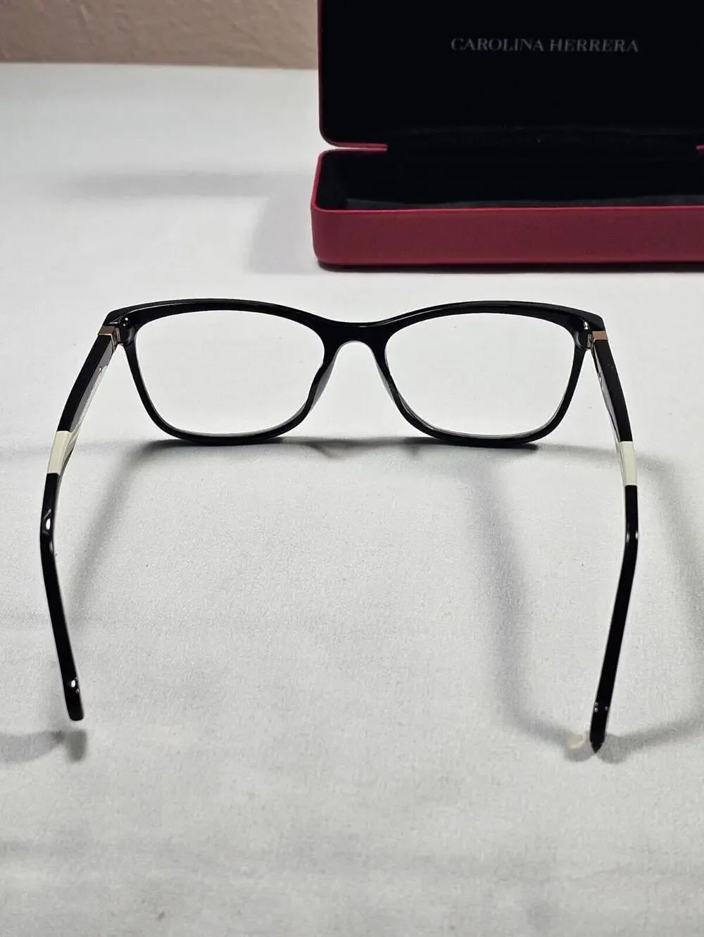 Carolina Herrera VHE771K Women's Glasses in Black / Ivory 53-16-135 With Case - Picture 8 of 10